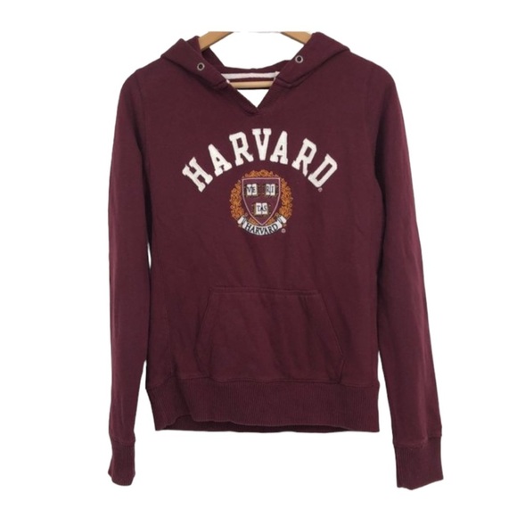 Harvard League Burgundy Women's Academy Applique Hooded Sweatshirt S - Picture 2 of 15